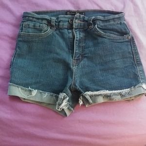 High waisted jean shorts.